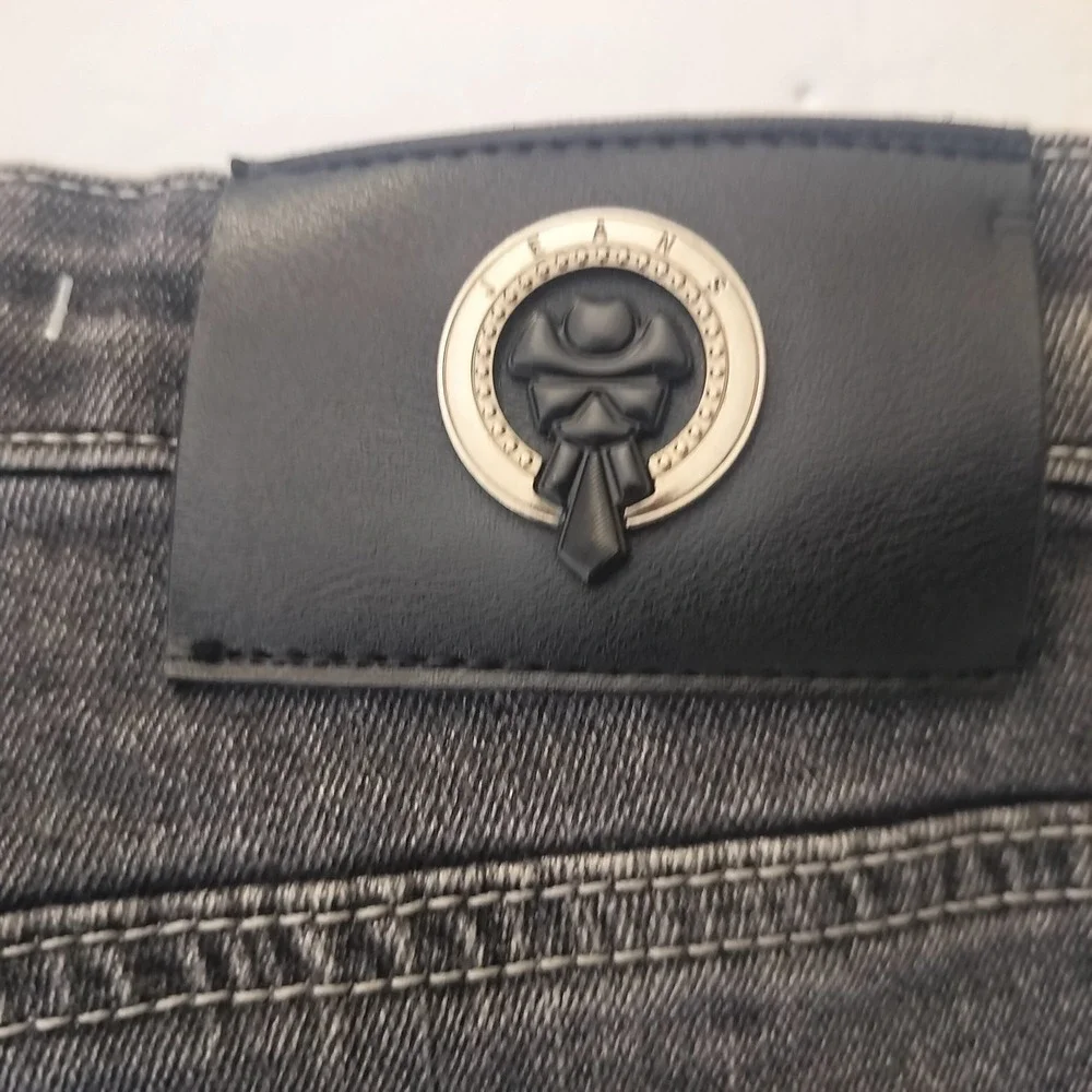 Fendi Roma Mens‎ Distressed Slim Fit Jeans Faded Black Monogram Pocket Italy